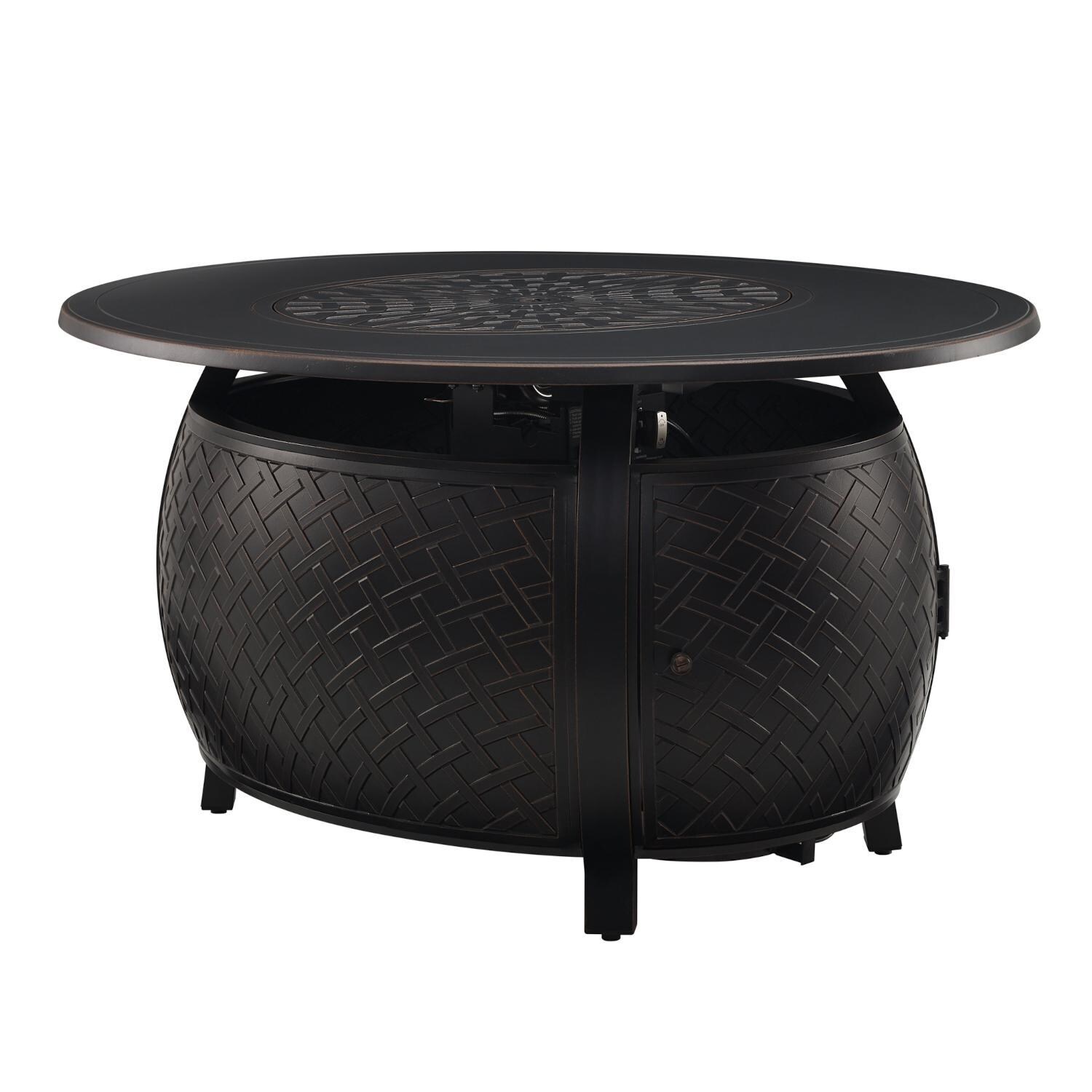 Ultimate Patio 63222-NG Palm Way 48-Inch Oval Aluminum Natural Gas Fire Pit - Full View thumbnail