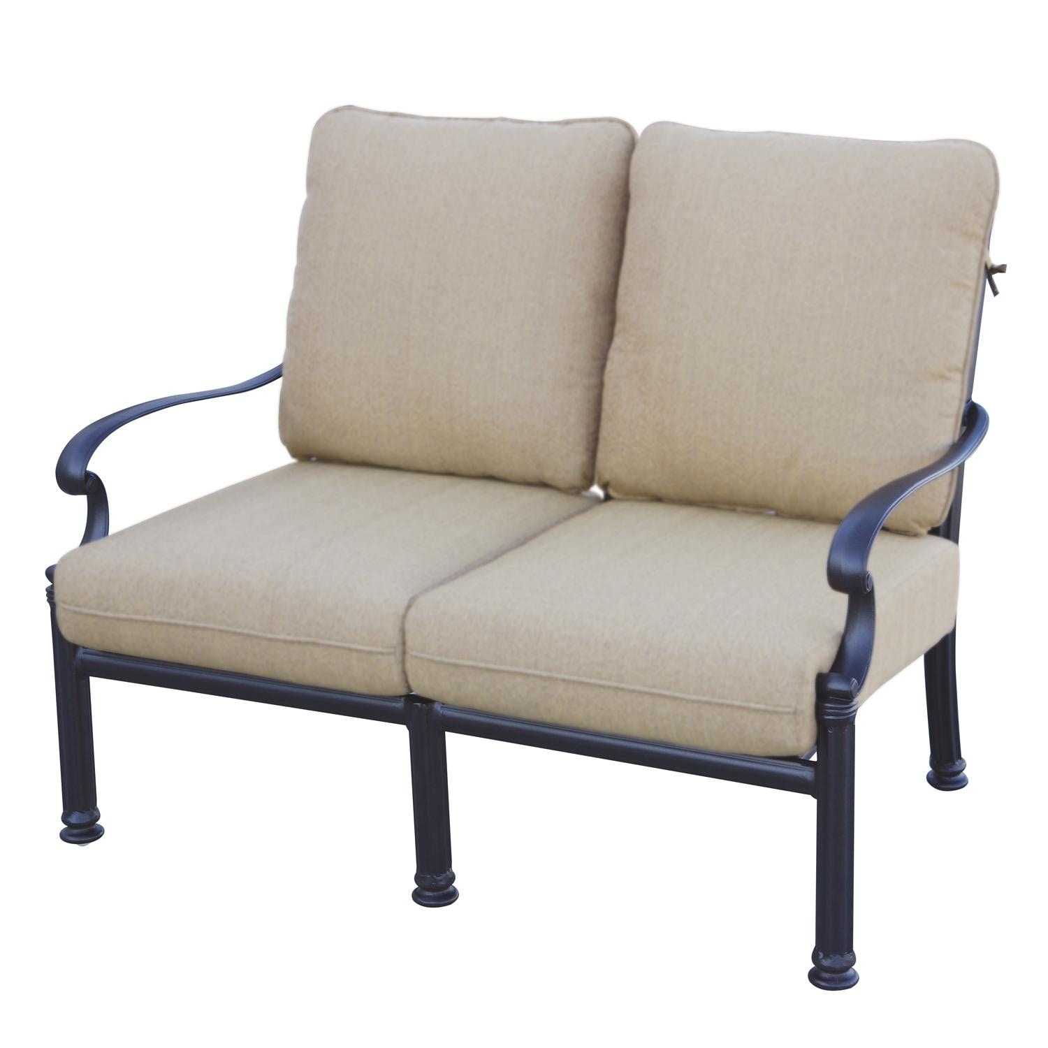 Darlee Santa Barbara 6 Pc Cast Aluminum Seating Set w/ Series 60 Tables - Loveseat - White Background thumbnail