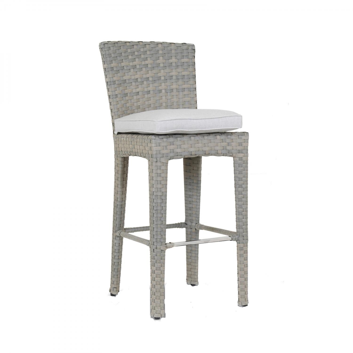 Majorca Wicker Patio Bar Stool W/ Sunbrella Cast Silver Cushion By Sunset West thumbnail