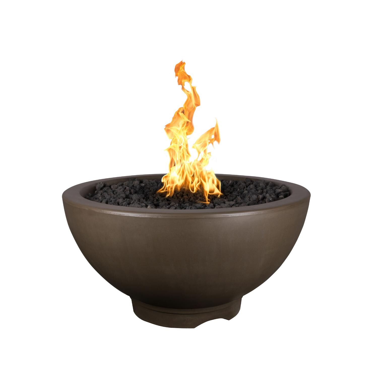 Sonoma 38 Inch Round GFRC Propane Fire Bowl in Chocolate by The Outdoor Plus