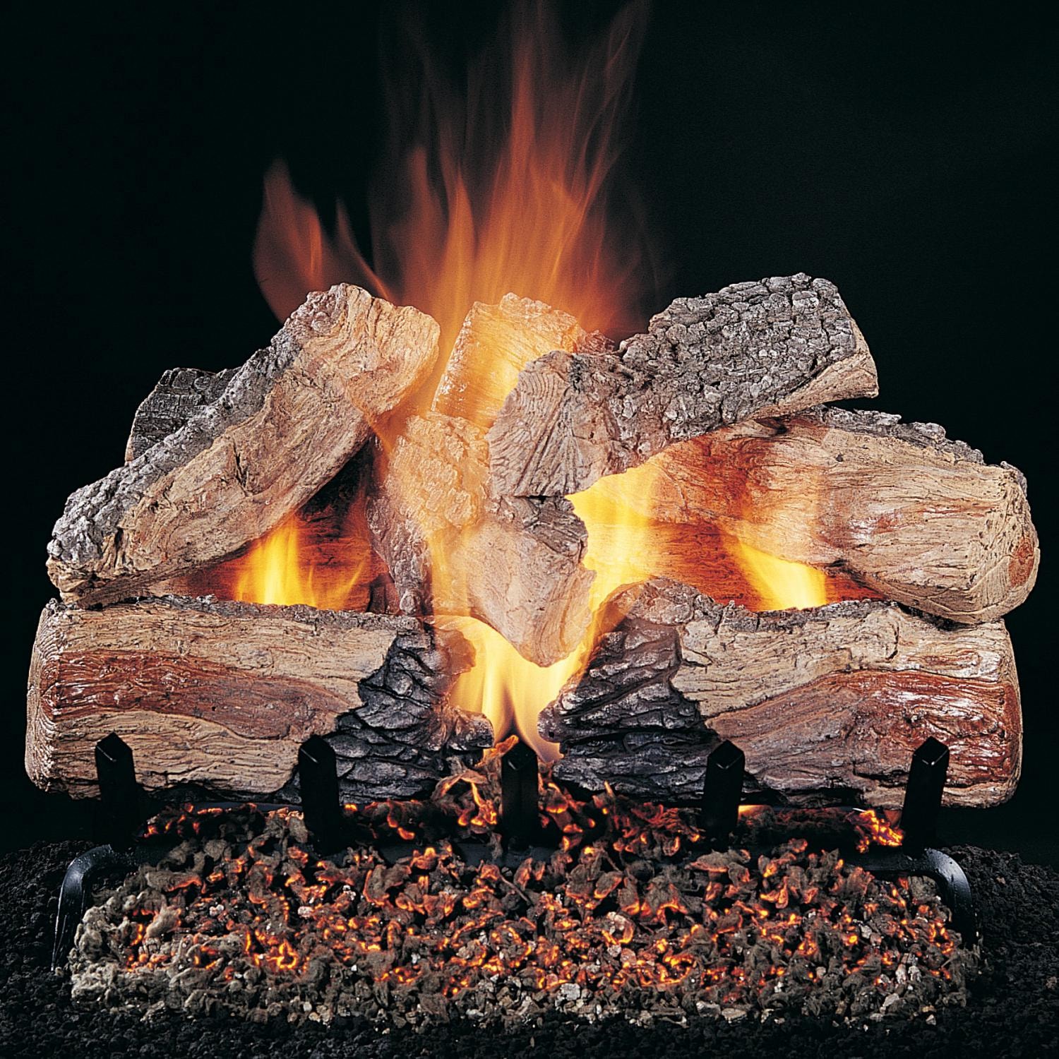 Rasmussen 24-Inch Evening Desire Gas Log Set With Vented Propane Flaming Ember Burner With Grate - Remote Ready Safety Pilot