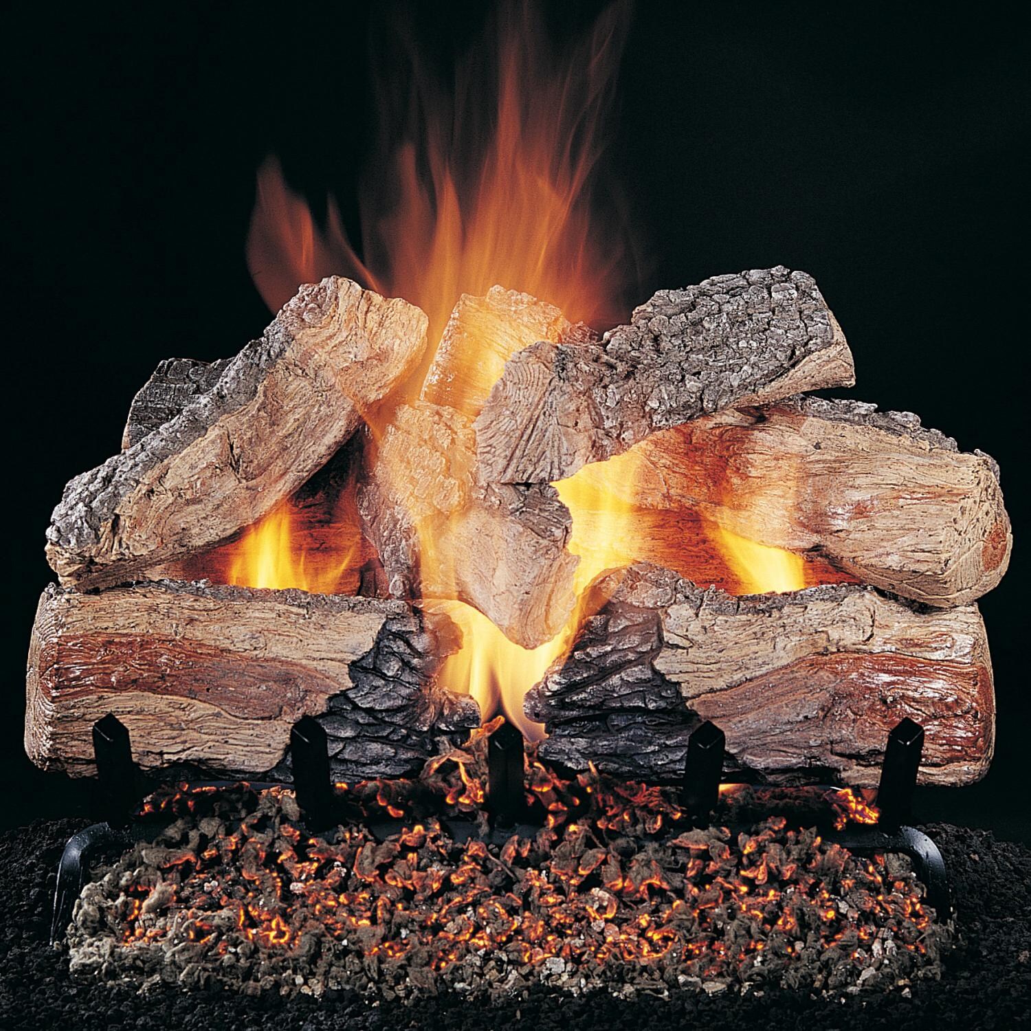 Rasmussen 24-Inch Evening Desire Gas Log Set With Vented Propane Flaming Ember Burner With Grate - Remote Ready Safety Pilot thumbnail