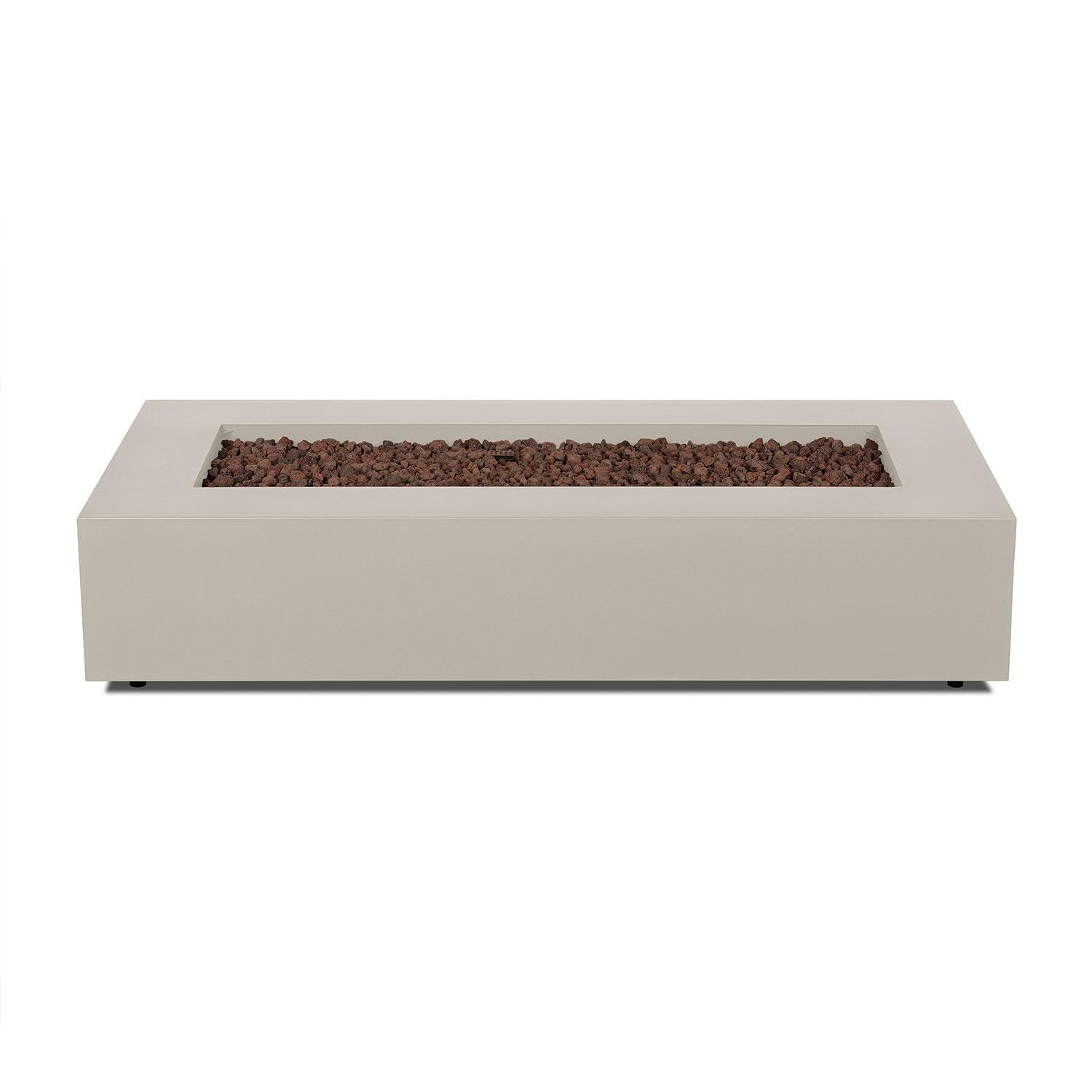 Elysian 70 Inch Rectangular Steel Propane Fire Pit Table in Light Sand by Lakeview Outdoor Designs - Top View - White Background thumbnail