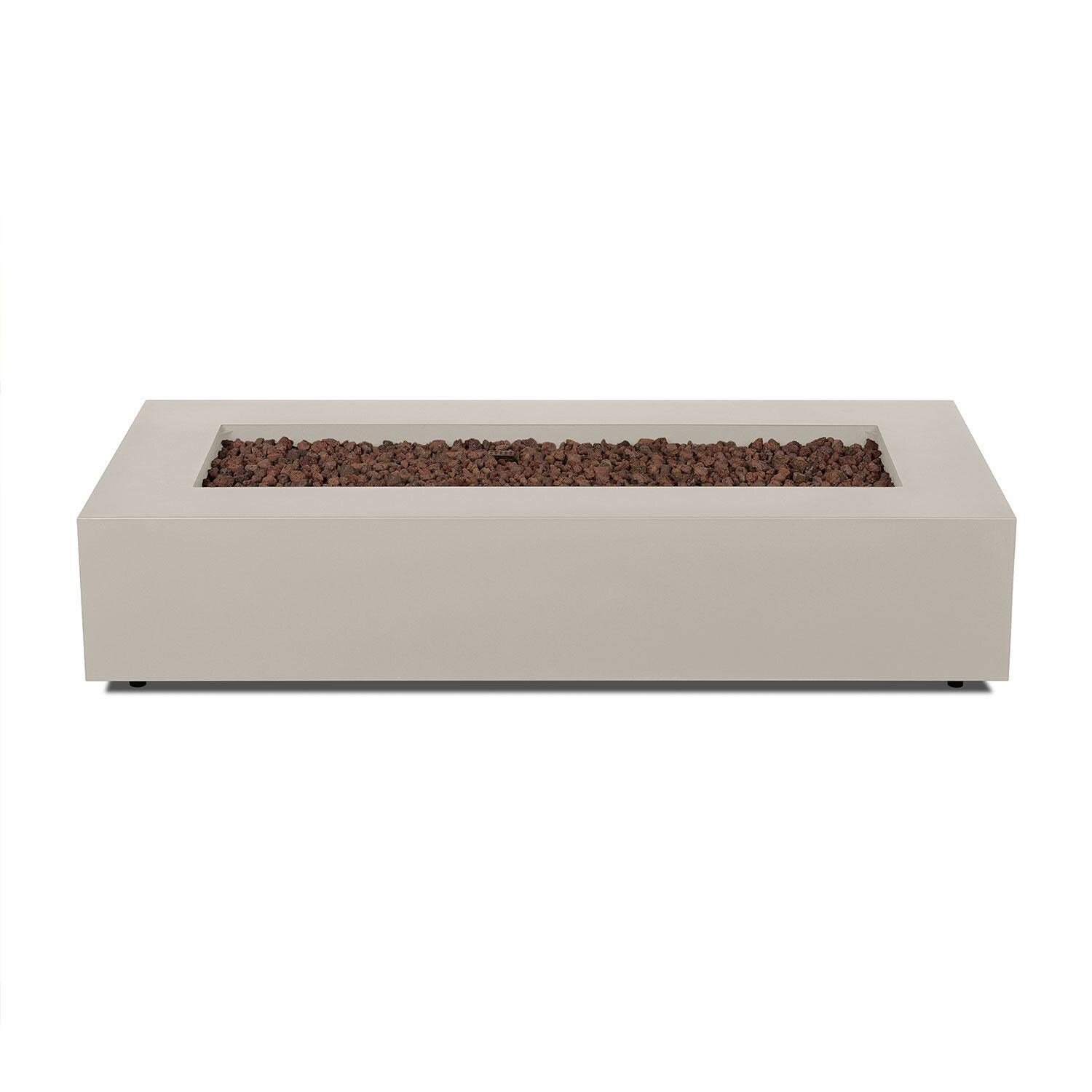 Elysian 70 Inch Rectangular Steel Propane Fire Pit Table in Light Sand by Lakeview Outdoor Designs - Top View - White Background thumbnail