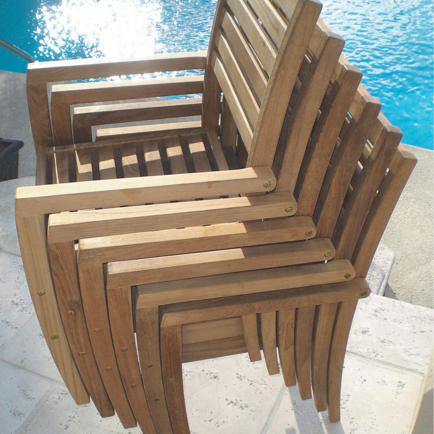 Royal Teak Collection Avant Stacking Teak Patio Dining Arm Chair - Stacked thumbnail