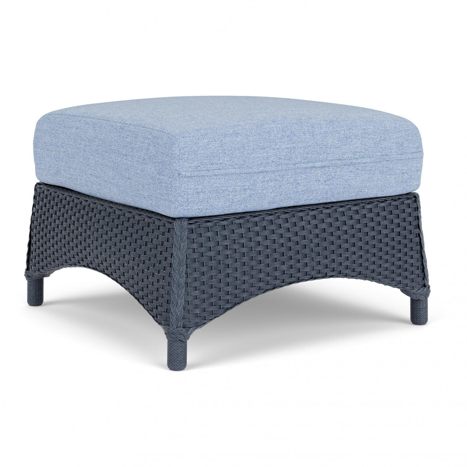 Lloyd Flanders Mandalay Ottoman in Denim Blue Finish with Demo Skyway Fabric - Angled thumbnail