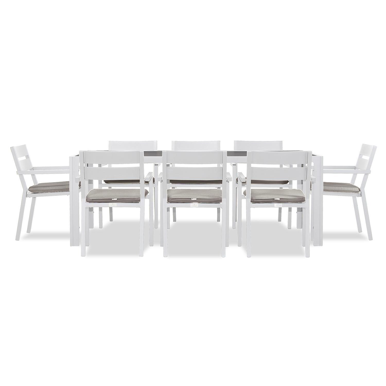 Calm Bay 9 Pc Rectangular Dining Set in White/Cast Silver by Lakeview - White Background 2 thumbnail