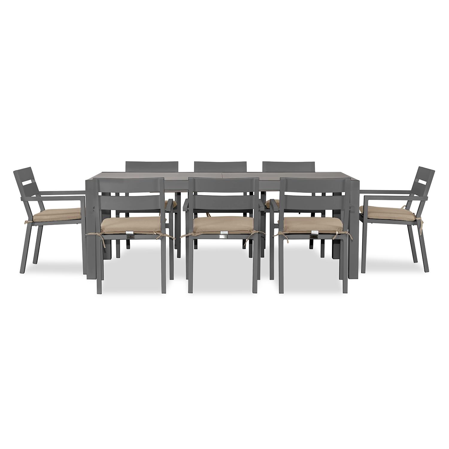 Calm Bay 9 Pc Extendable Dining Set in Slate/Barnwood/Heather Beige by Lakeview - White Background 3 thumbnail