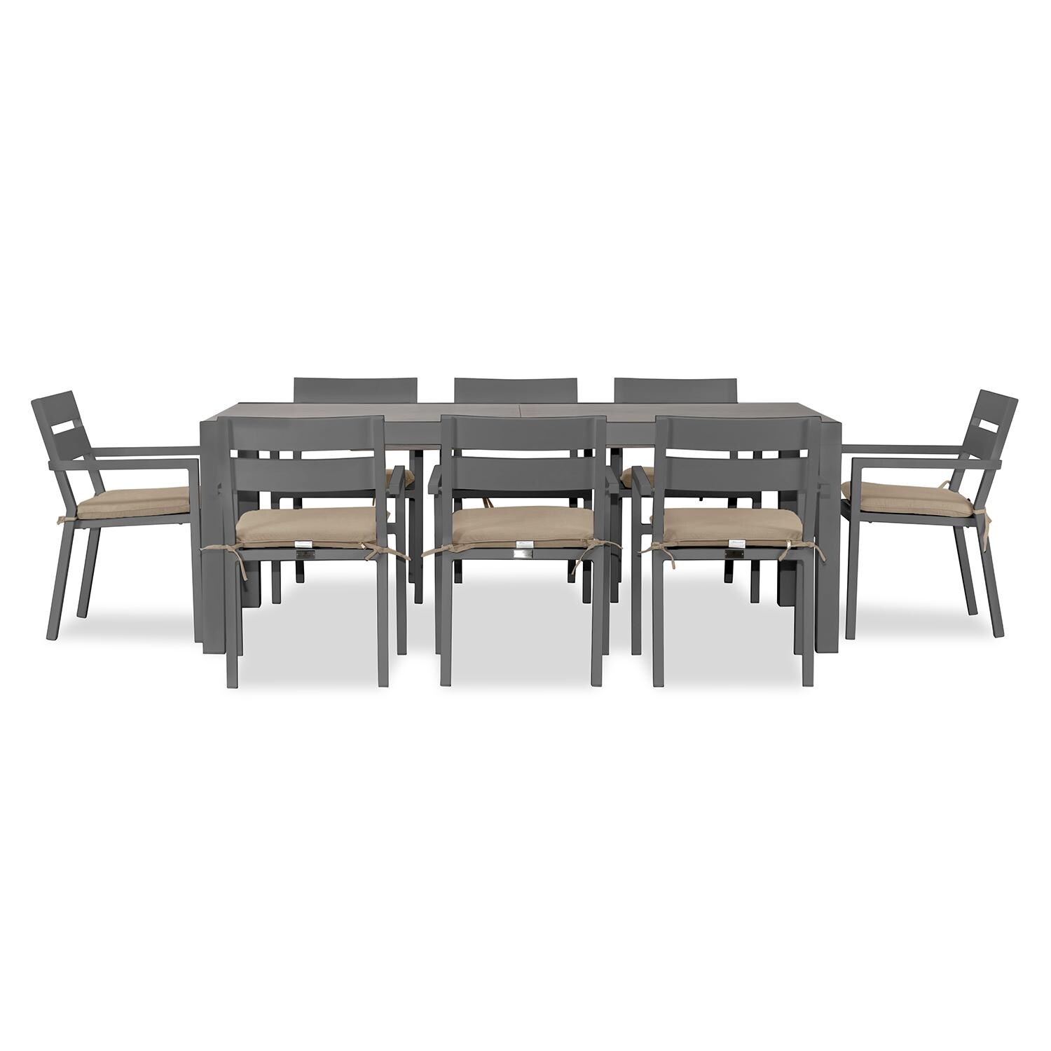 Calm Bay 9 Pc Extendable Dining Set in Slate/Barnwood/Heather Beige by Lakeview - White Background 3 thumbnail