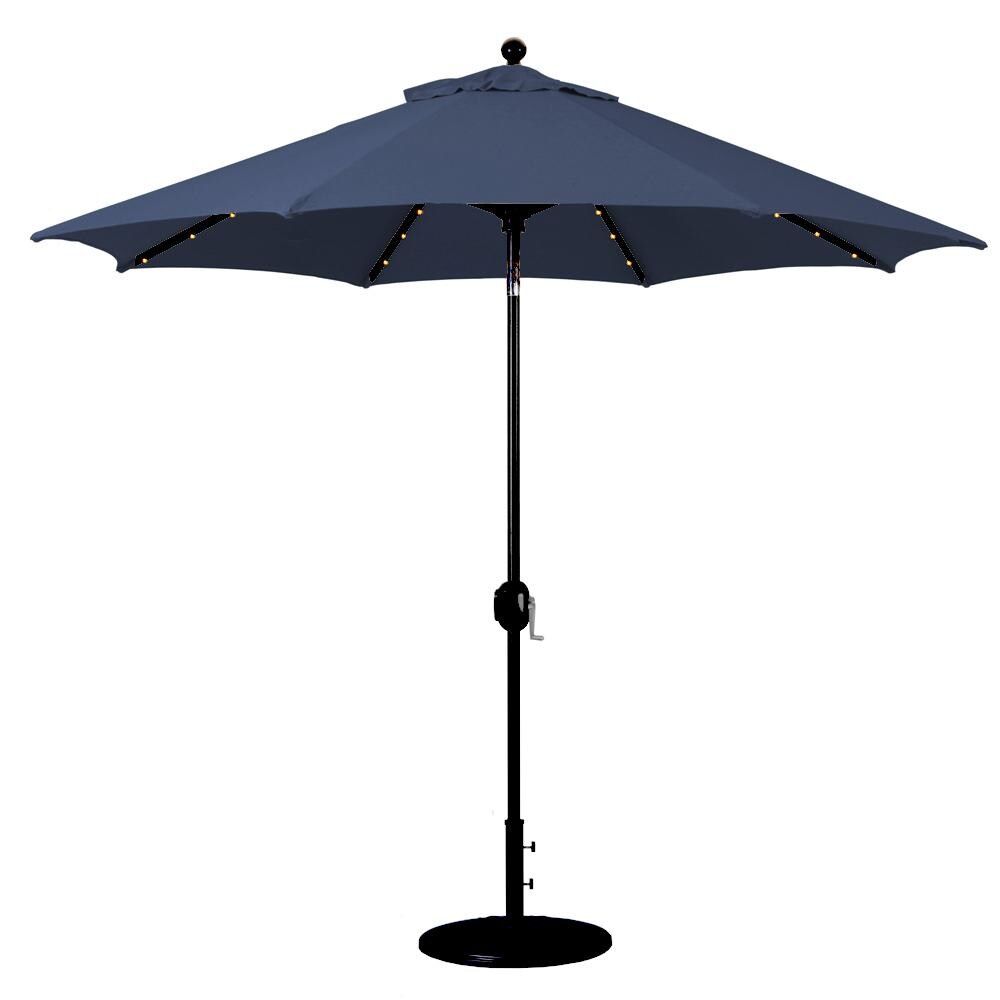 Galtech 9 Ft. Octagonal Aluminum Patio Umbrella W/ Crank Lift & Auto Tilt - Black Frame W/ Navy Sunbrella Fabric (Umbrella Base Not Included) thumbnail