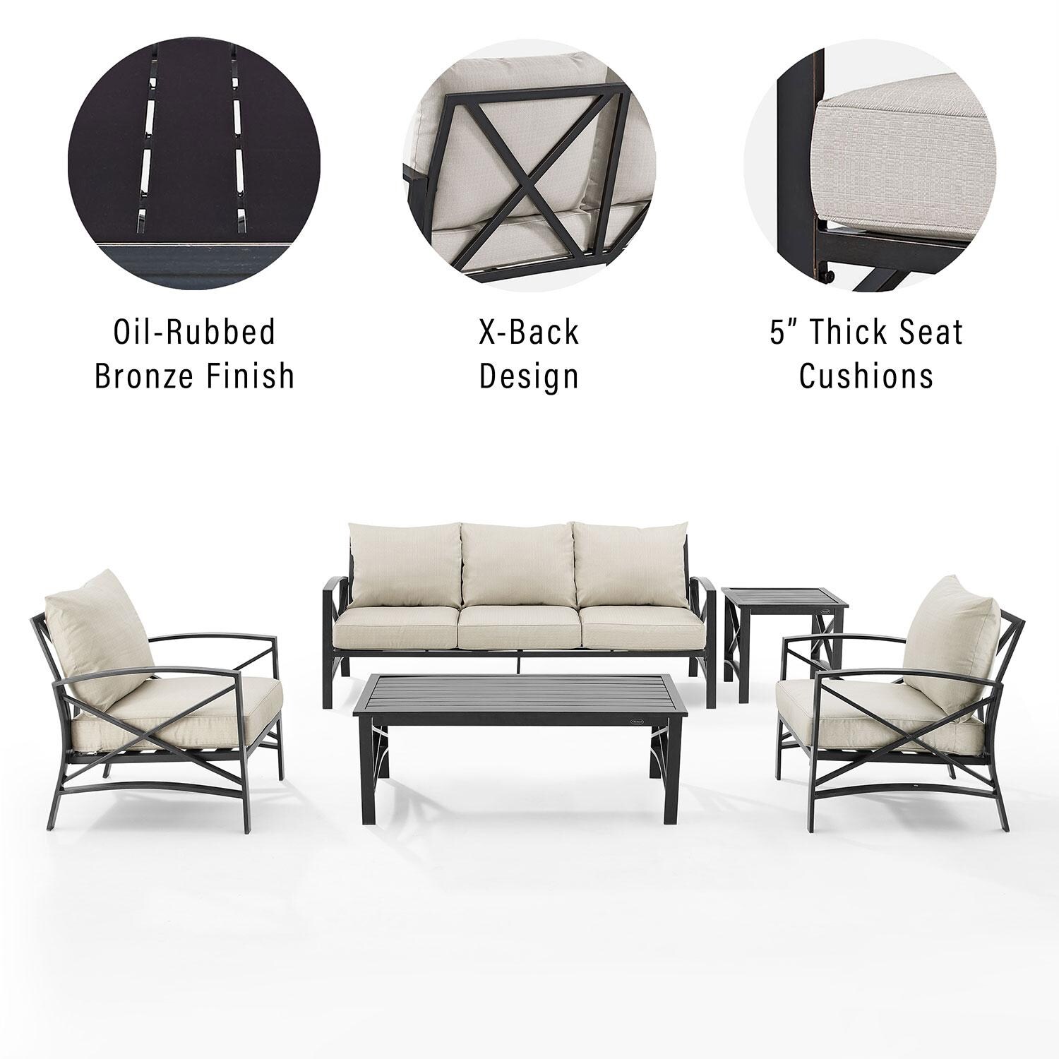 Ultimate Patio UP-82265BZ-OL 5Pc Outdoor Sofa Patio Furniture Set in Oatmeal - Features - Diagram thumbnail