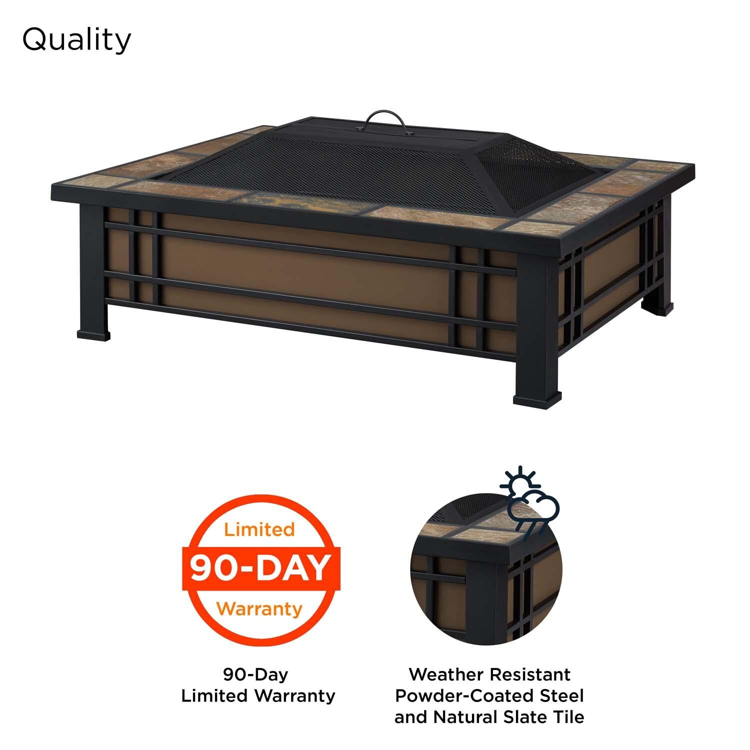 Woodlake 44 Inch Rectangular Steel Wood Burning Fire Pit in Black by Lakeview Outdoor Designs - Quality thumbnail