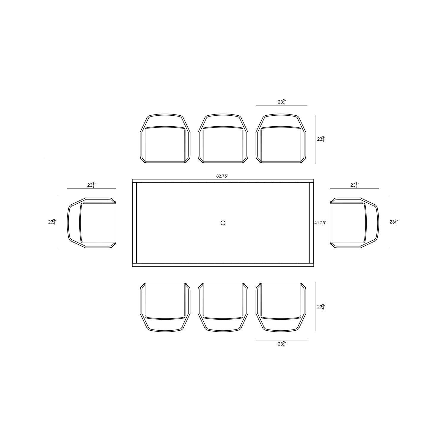 Starlook Bay 9 Pc Aluminum Dining Set in White by Lakeview - Dimensional 2 thumbnail