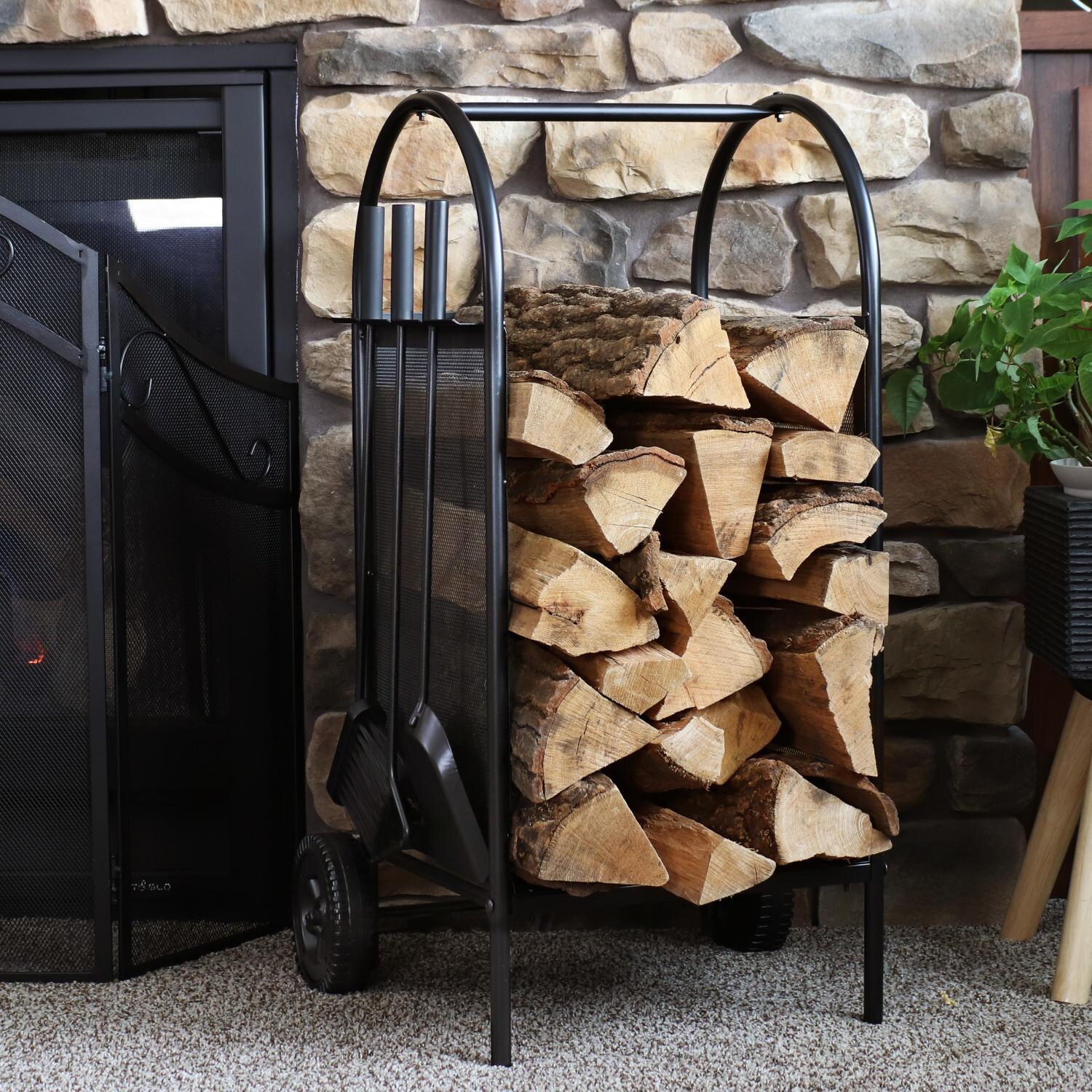 Ultimate Patio SC-GWC-463 Steel 4-Piece Fireplace Log Holder & Tool Set - Lifestyle thumbnail