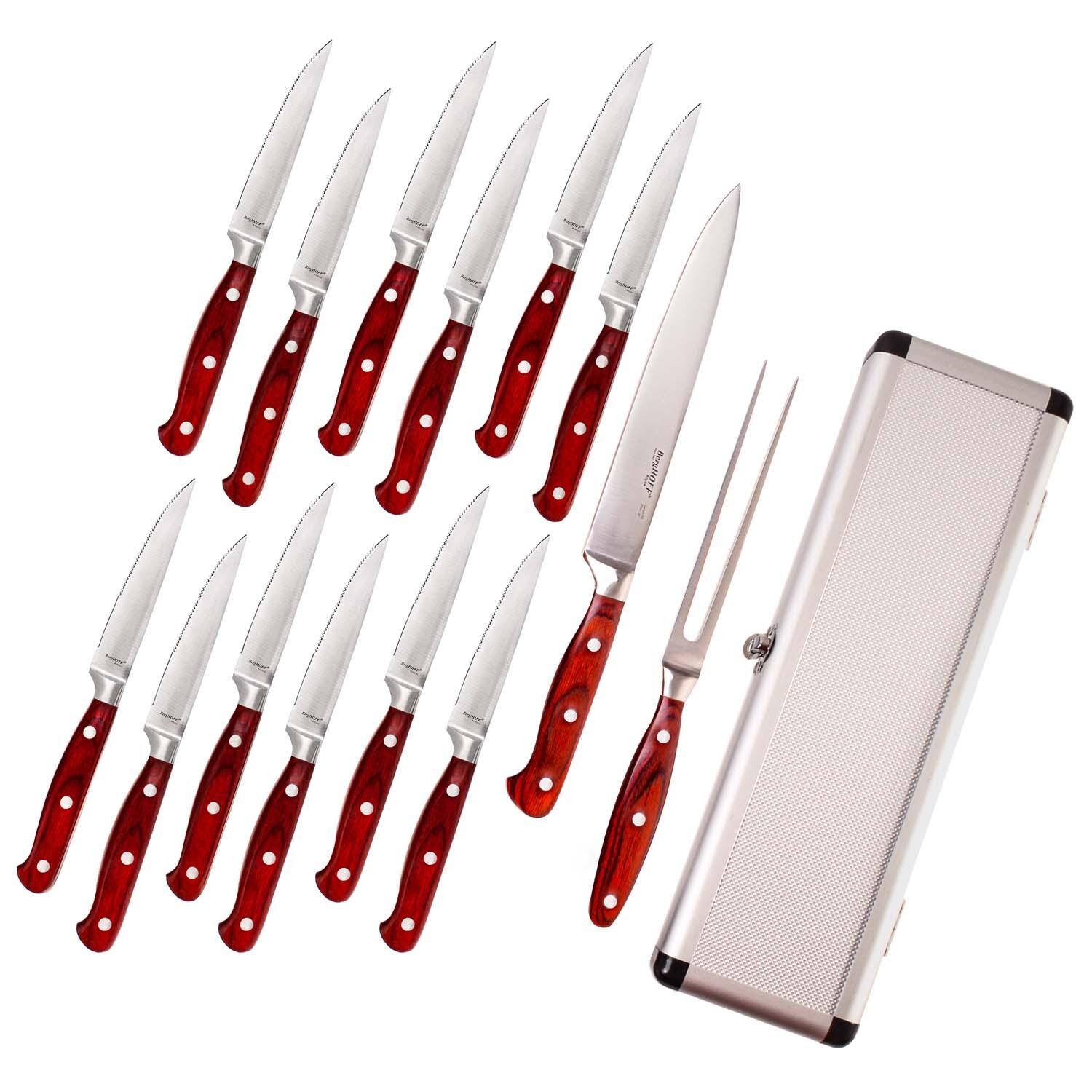 BergHOFF Pakka Wood 15 Pc Stainless Steel Steak & Carving Knife Set - White Background thumbnail