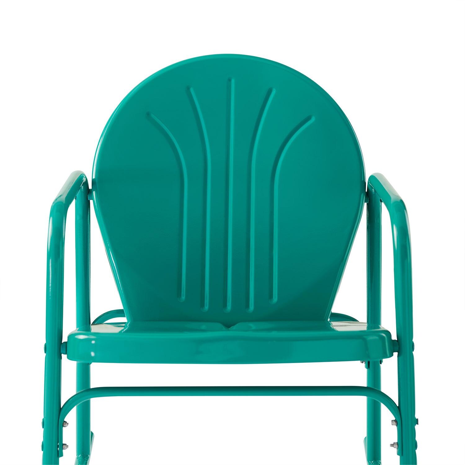 Ultimate Patio UP-32253TU 3Pc Retro Outdoor Rocking Chair Set in Turquoise - Back Rest - Detail thumbnail
