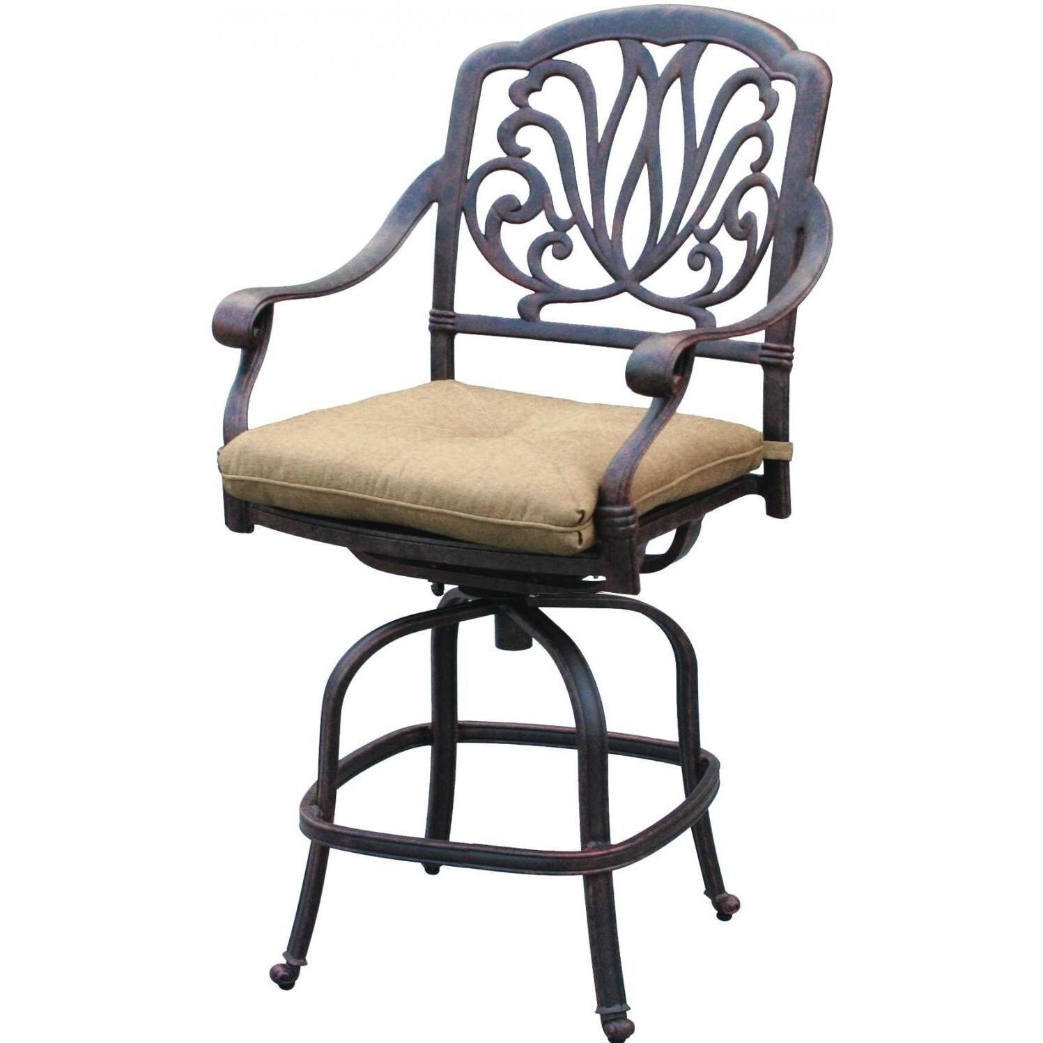 Elisabeth Cast Aluminum Swivel Counter Height Bar Stool in Antique Bronze/Sesame by Darlee