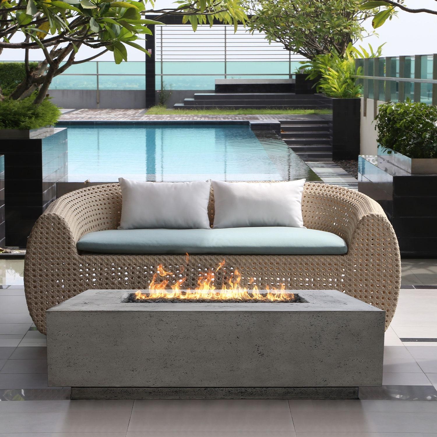 60-in Rectangular Concrete Natural Gas Fire Pit in Gray by XO