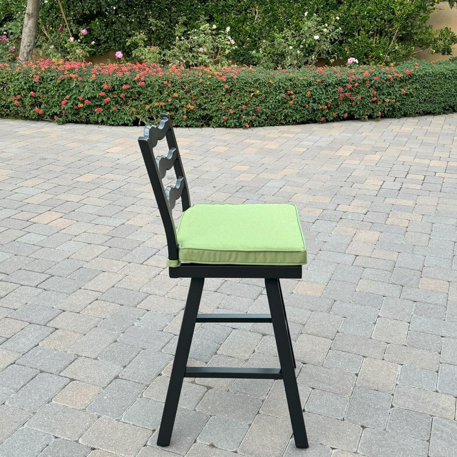 Aspen 2 Pc Aluminum Swivel Counter Height Bar Stool Set in Green/Dark Brown by Darlee - Side - Lifestyle thumbnail