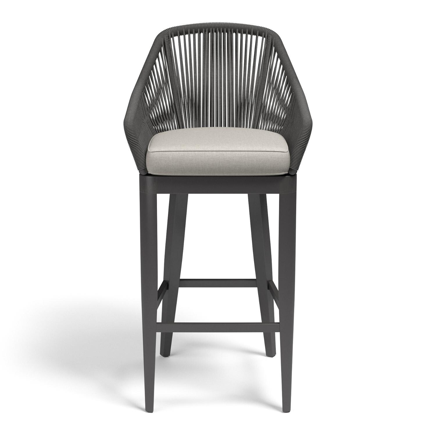 Sunset West - 4101-7B-57005 - Milano Olefin Rope & Aluminum Patio Barstool W/ Sunbrella Echo Ash Cushion - Front View thumbnail