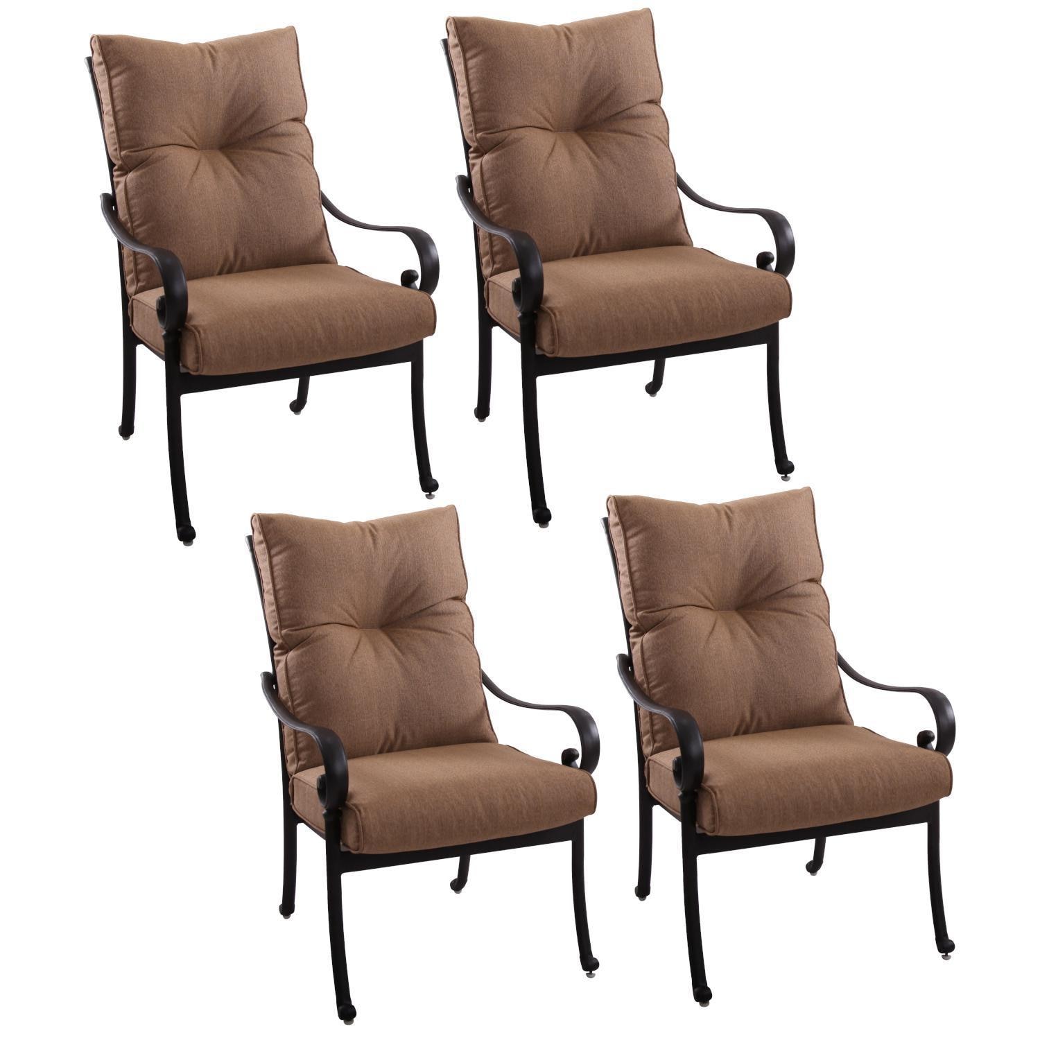 Darlee Santa Anita 4 Pc Cast Aluminum Dining Chair Set in Antique Bronze/Heather Beige Sunbrella by - B/HB301120-1-4-SB