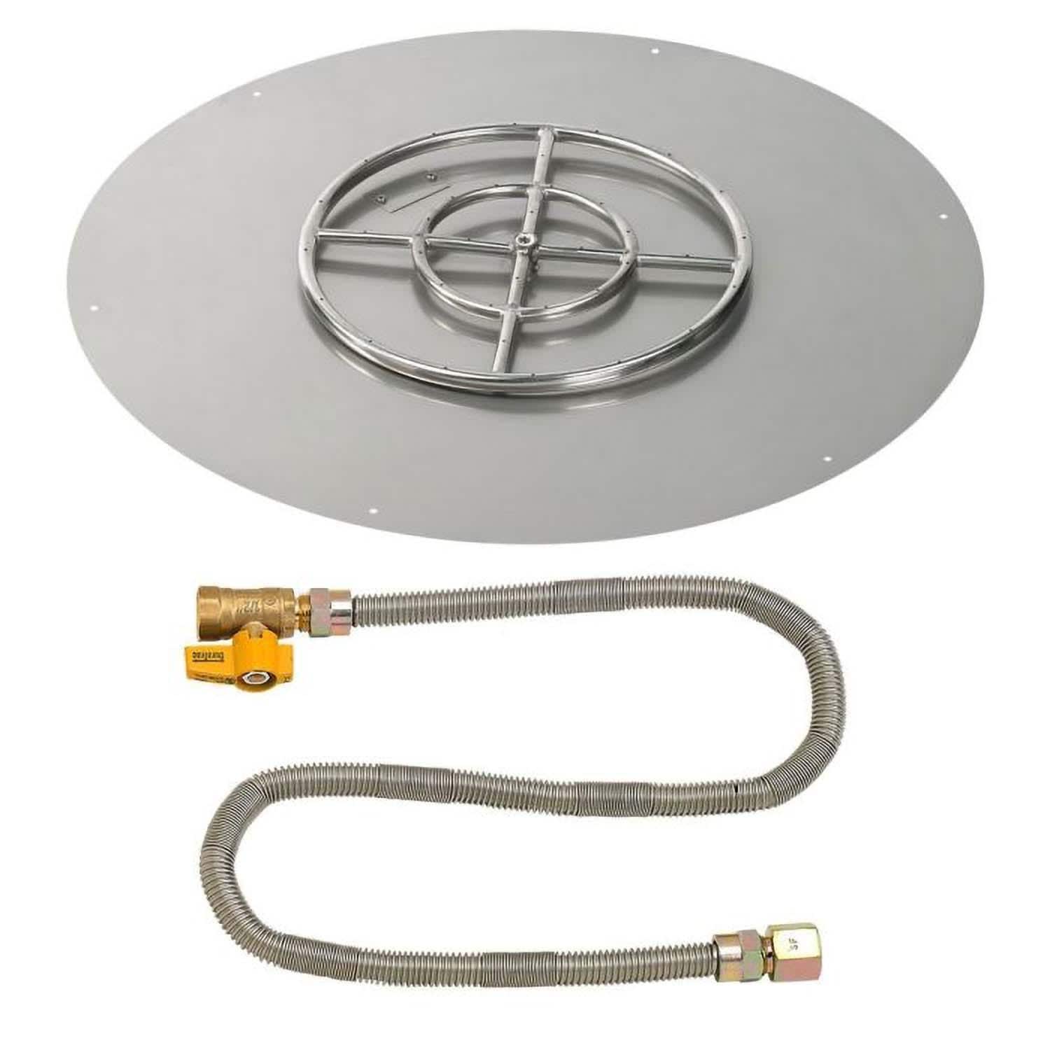BBQGuys Signature 30 Inch Stainless Steel Round Flat Pan W/Match Light Kit - 18 Inch Ring - Natural Gas - White Background thumbnail