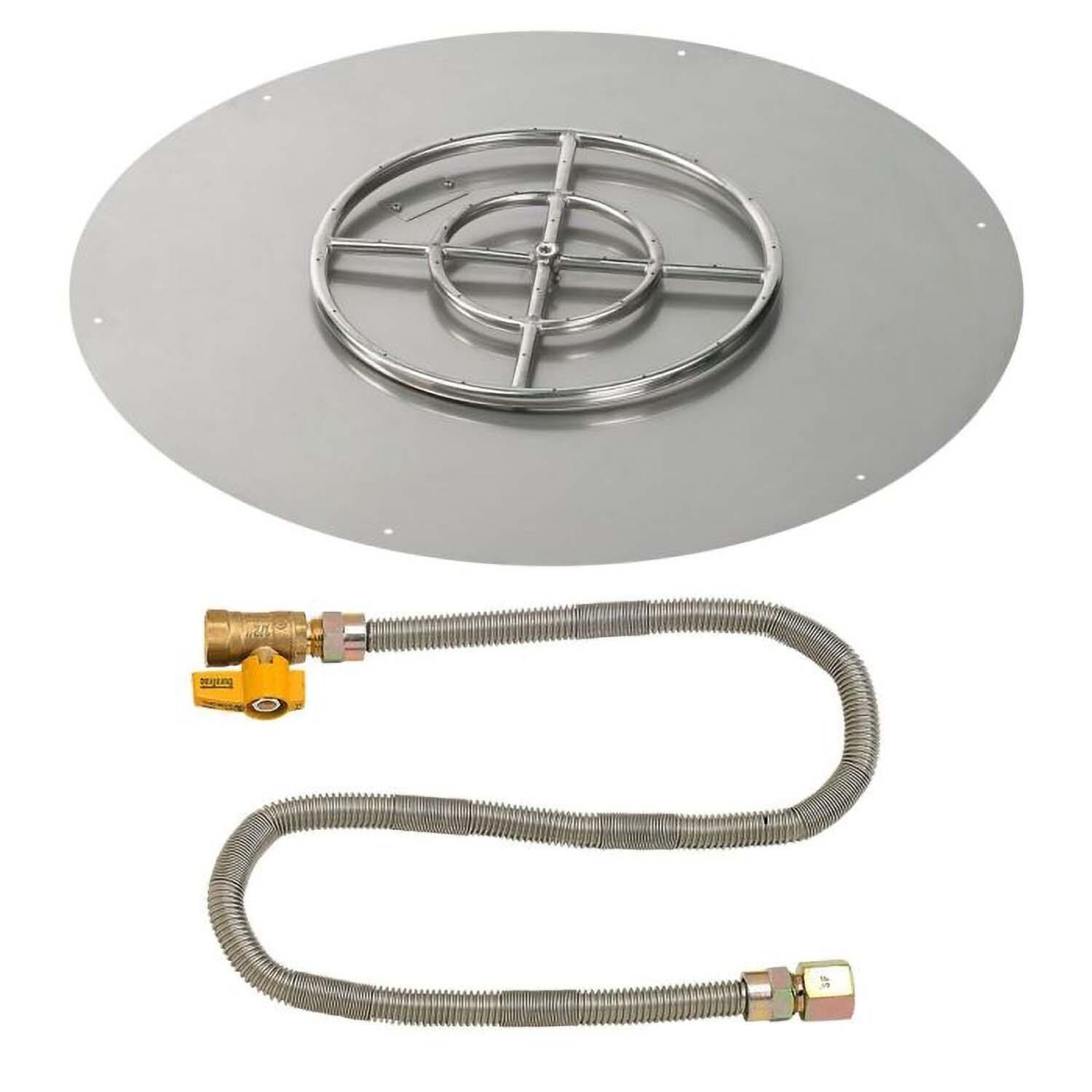 BBQGuys Signature 30 Inch Stainless Steel Round Flat Pan W/Match Light Kit - 18 Inch Ring - Natural Gas - White Background thumbnail