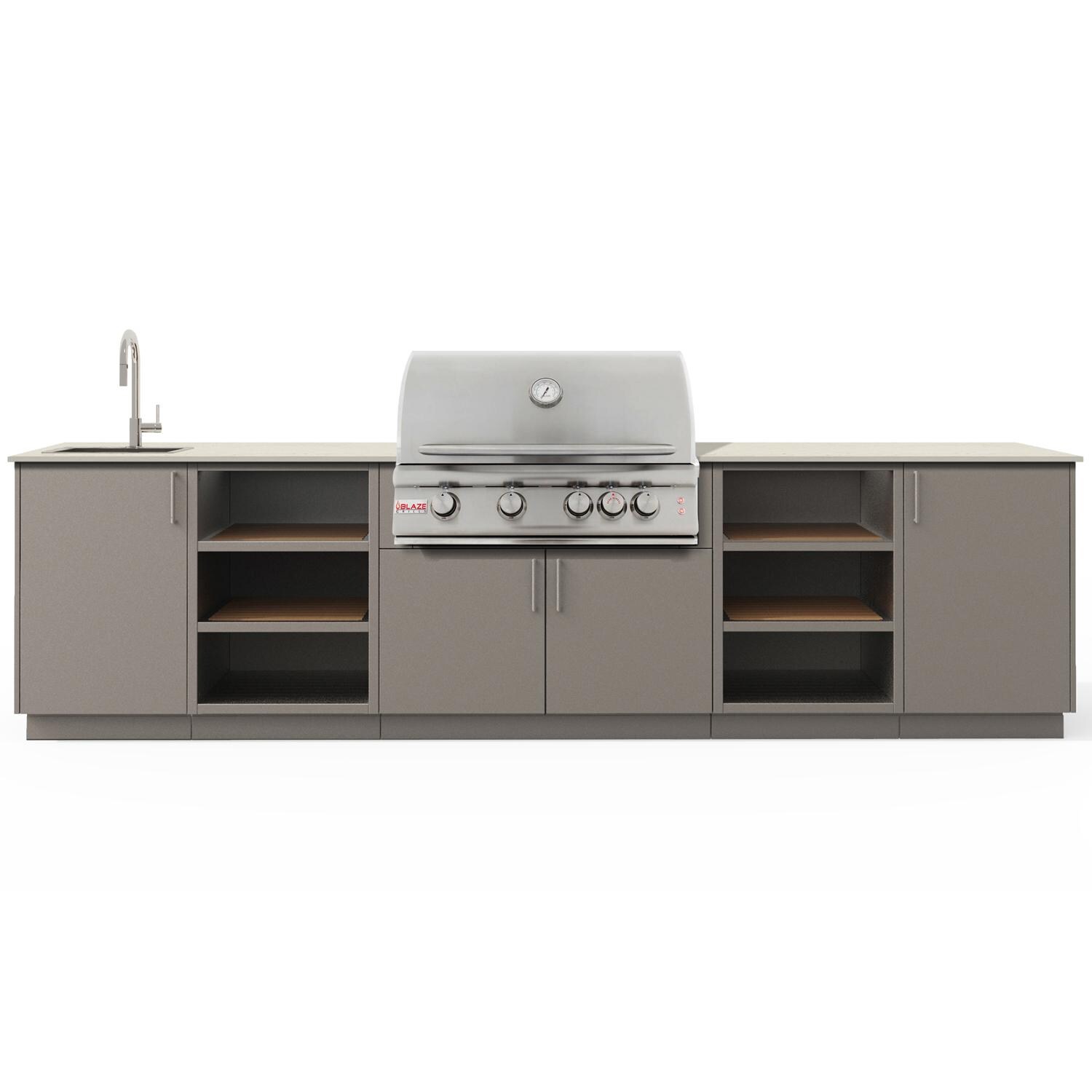 Urban Bonfire B-Twilight-36-Blaze-Danae-Clay Twilight 32 Outdoor Kitchen w/ Blaze Premium LTE Natural Gas Grill, Sink, Danae Countertop & Clay Finish - White Background thumbnail