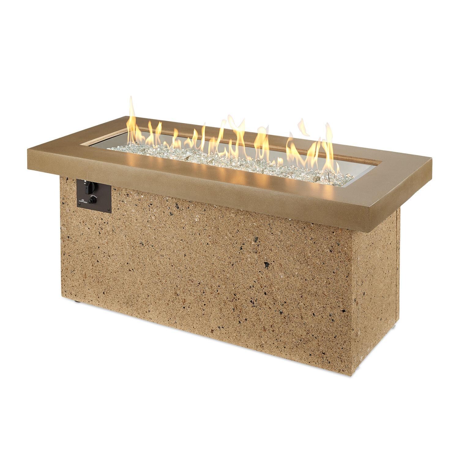 The Outdoor GreatRoom Company Key Largo Linear Gas Fire Pit Table - Brown - Flame thumbnail