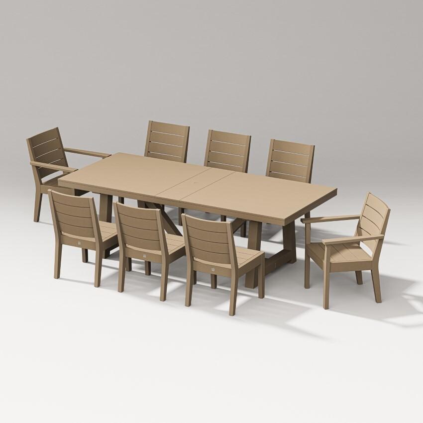 Latitude 9 Pc A-Frame Table Dining Set in Vintage Sahara by PW Designer Series - White Background thumbnail
