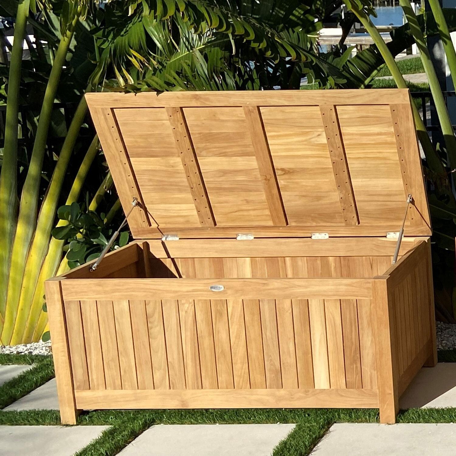 Royal Teak Collection Cushion Storage Box - Open - Lifestyle thumbnail