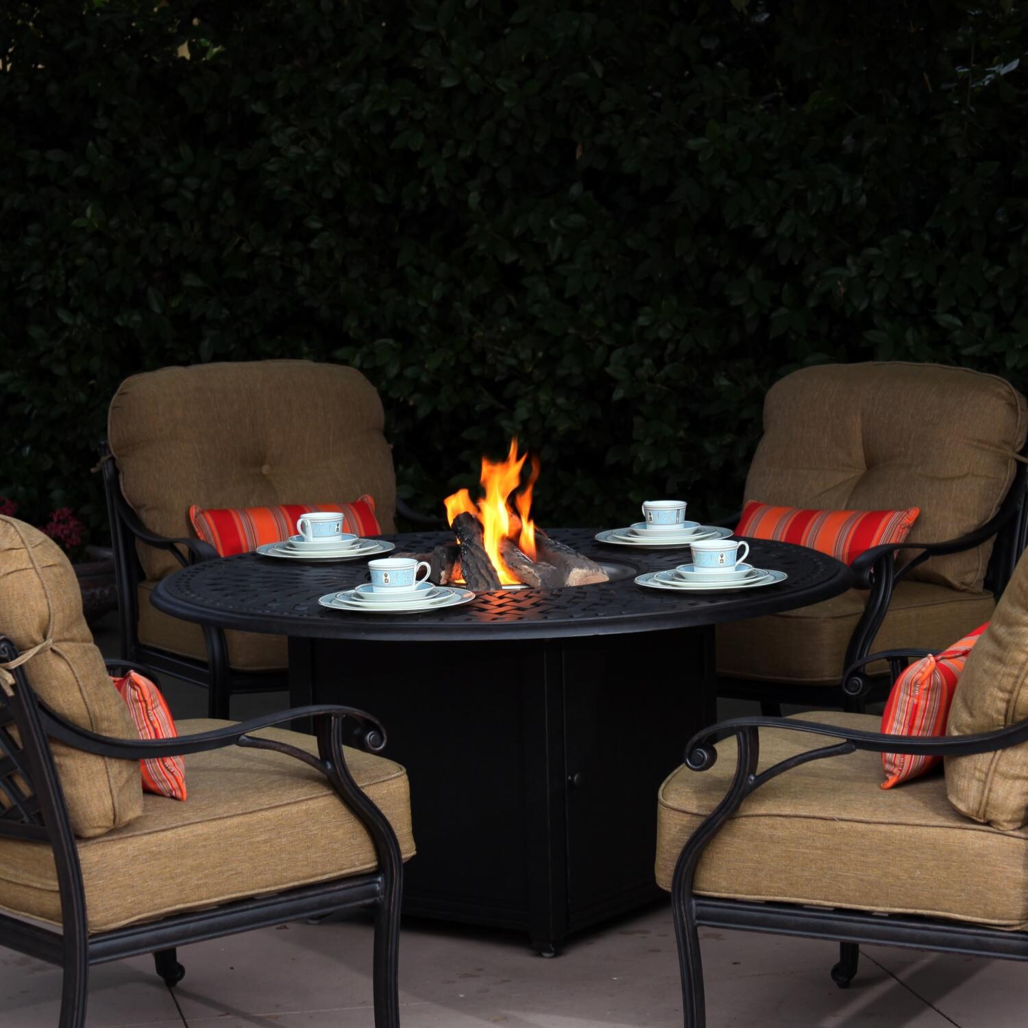 Darlee Nassau 4-Person Cast Aluminum Patio Conversation Set With Fire Pit Table thumbnail