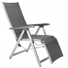 KETTLER Basic Plus Aluminum Patio Relaxer Lounge Chair - Silver Frame / Gray Sling