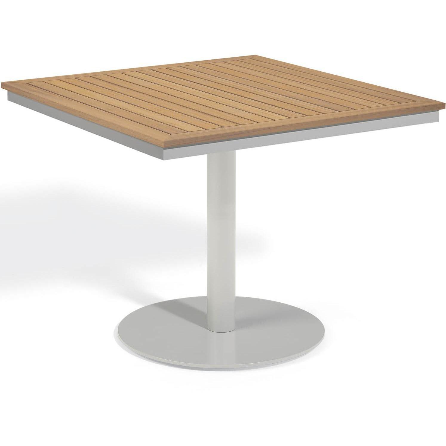 Travira 36 Inch Square Patio Bistro Table W/ Tekwood Natural Top By Oxford Garden