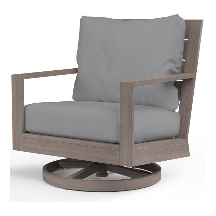 Laguna Aluminum Swivel Rocker Club Chair w/ No Welt in Driftwood/Canvas Granite by Sunset West - White Background thumbnail