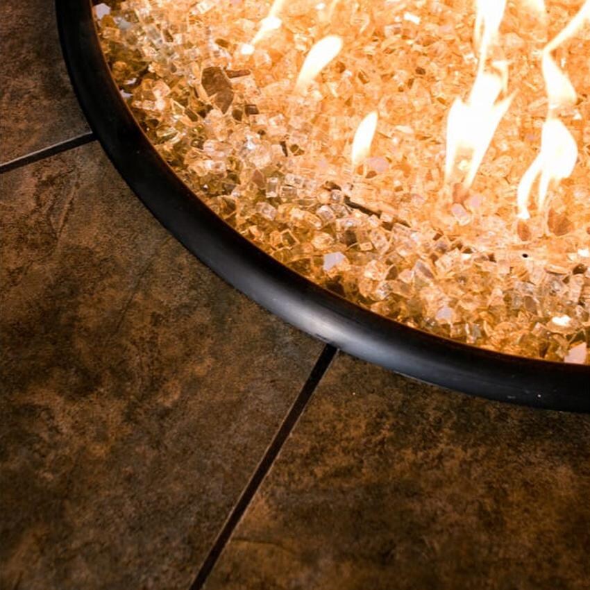 Tretco 44-Inch Traditional Round Concrete Fire Pit Table - Dark Brown W/ Tile Top - Detail thumbnail