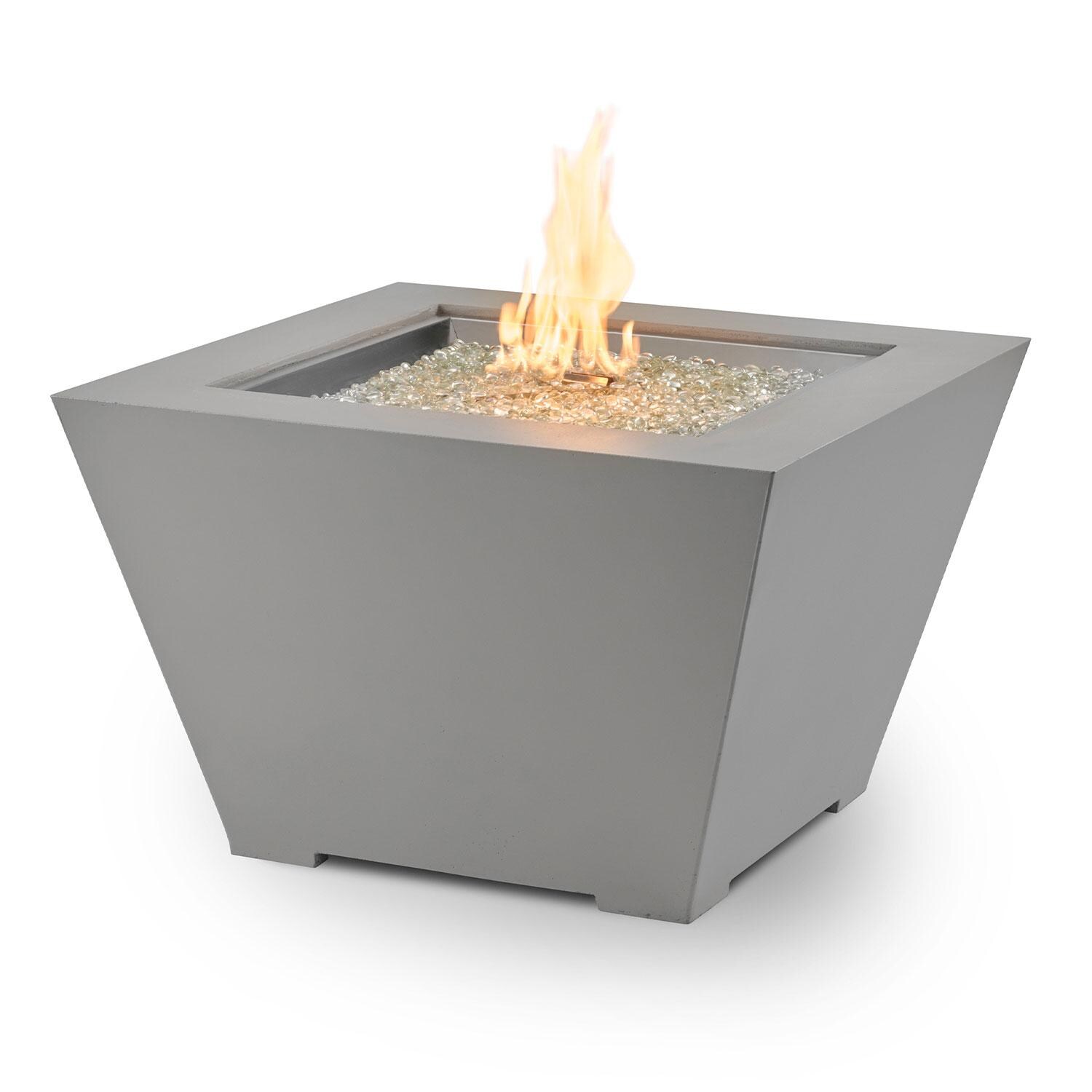 Cove 37 Inch Square GFRC Propane Fire Bowl in Natural Gray by The Outdoor GreatRoom Company - Display - White Background thumbnail