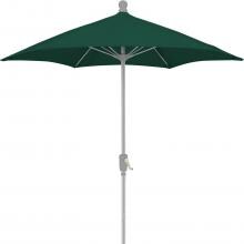 FiberBuilt 7.5 Ft. Aluminum Market Patio Umbrella W/ Crank Lift - White Pole / Forest Green Olefin