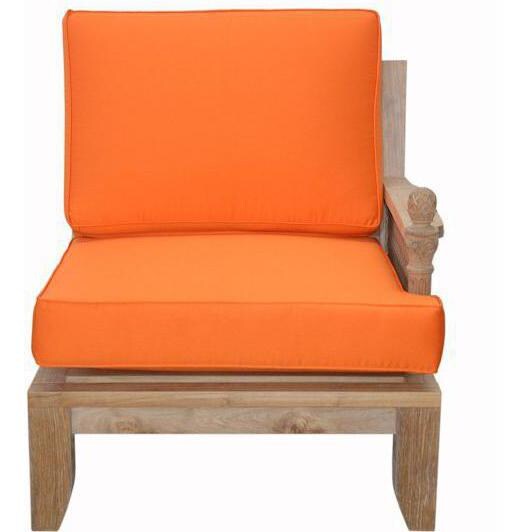 Anderson Teak Luxe Left Modular Teak Patio Club Chair - Front Shown With Cushion thumbnail