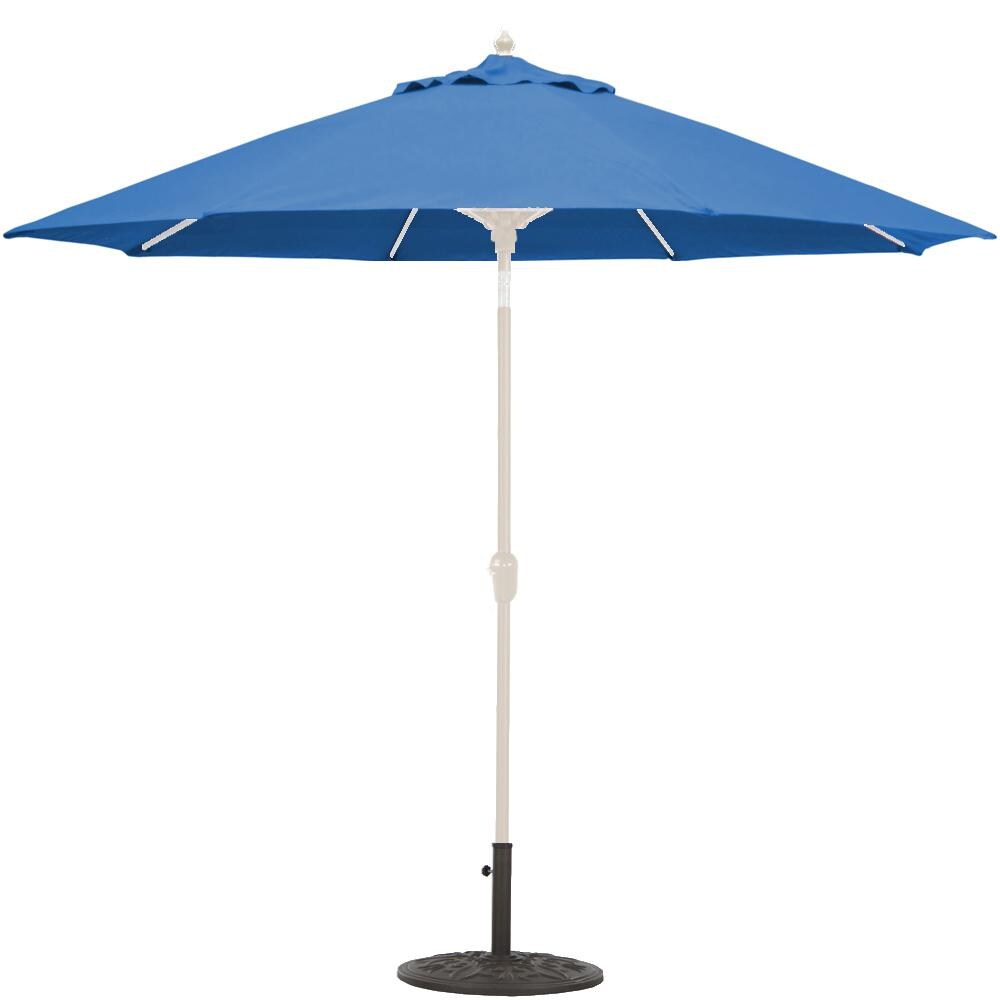 Galtech 9 Ft. Octagonal Bar Height Aluminum Patio Umbrella W/ Crank Lift & Auto Tilt - White Frame W/ Pacific Blue Sunbrella Fabric (Umbrella Base Not Included) thumbnail