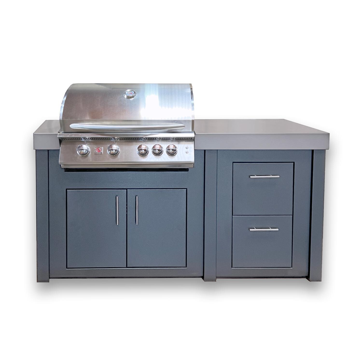 BBQGuys Signature BBQ-SIZPRO32-S-LP 6-Foot Silver Mist Finished Island Kitchen W/ Summerset Sizzler Pro 32-Inch Propane Gas Grill thumbnail