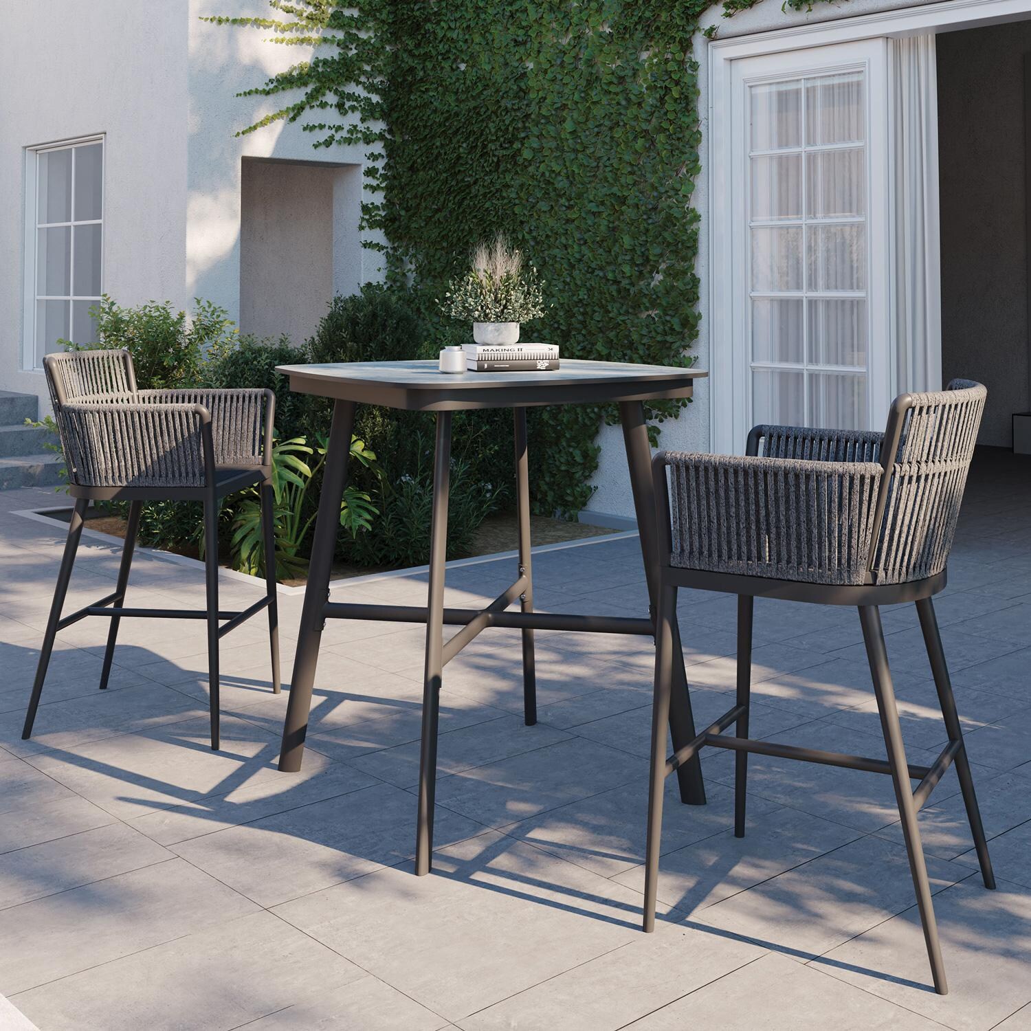 Oxford Garden Eiland 36 Inch Carbon Aluminum Bar Table W/ Skyline HPL Table Top By Oxford Garden - Patio thumbnail