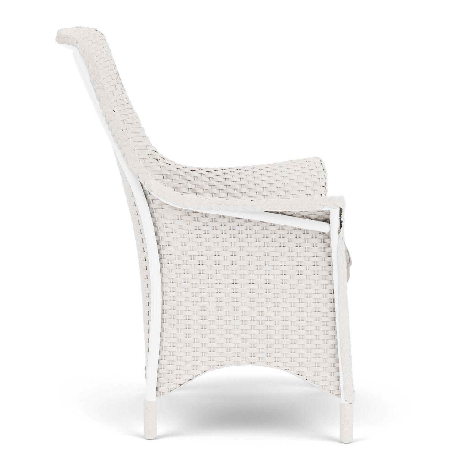 Lloyd Flanders Mandalay Dining Armchair in White Finish with Remy Cloud fabric - Side thumbnail