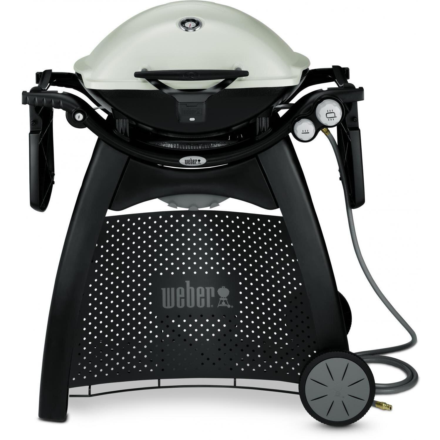 Weber Q 3200 Natural Gas Grill On Cart - Shown With Shelves Folded thumbnail