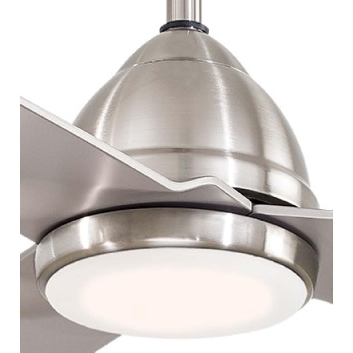 Minka-Aire F753L-BNW Java 54-Inch 3-Blade Ceiling Fan in Brushed Nickel Wet Finish w/ Silver Blades & Etched Opal Glass - Closeup thumbnail