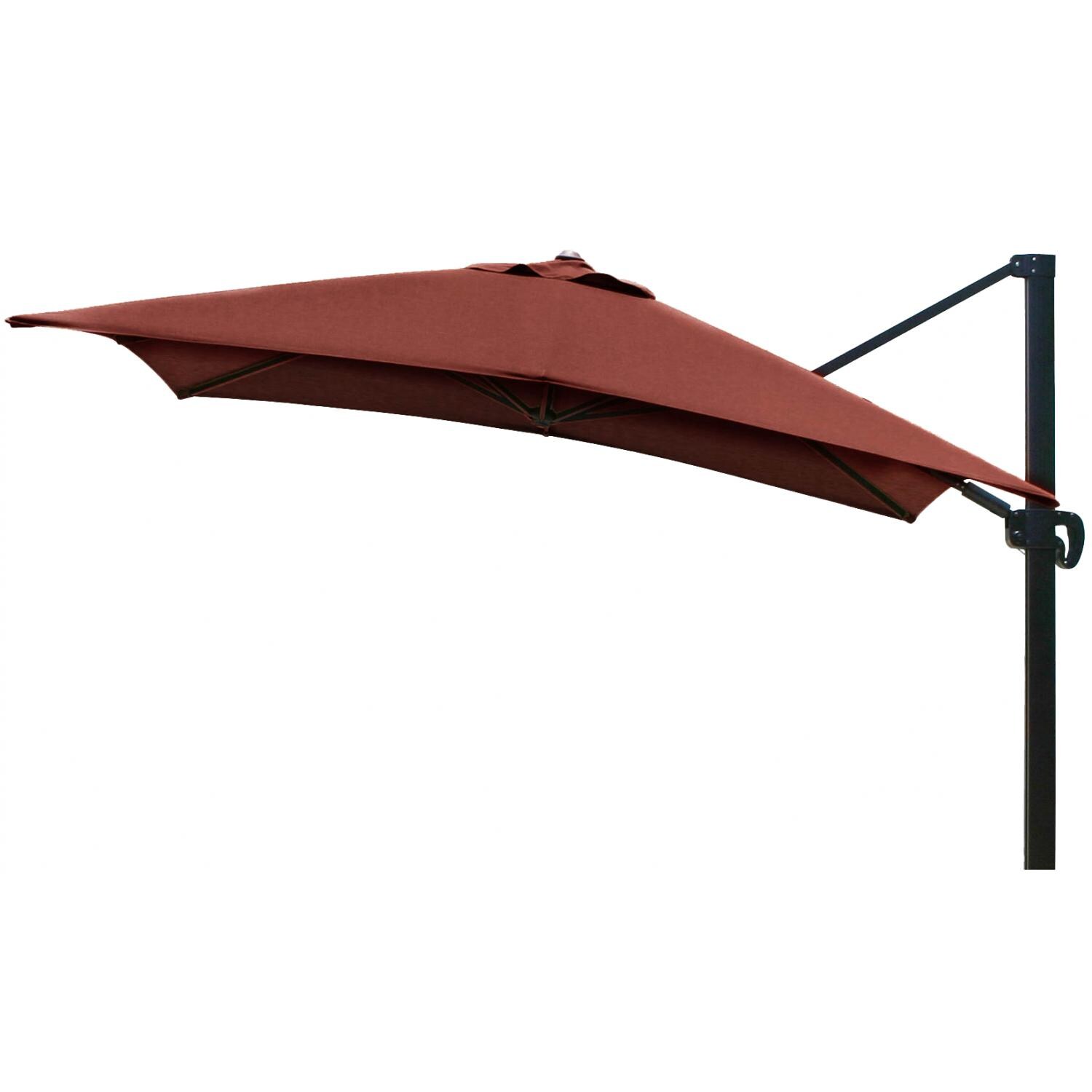 California Umbrella 10 Ft. Square Aluminum Multi-Position Tilt Cantilever Patio Umbrella W/ Crank Lift & Aluminum Ribs - Bronze Frame / Sunbrella Canvas Henna Canopy