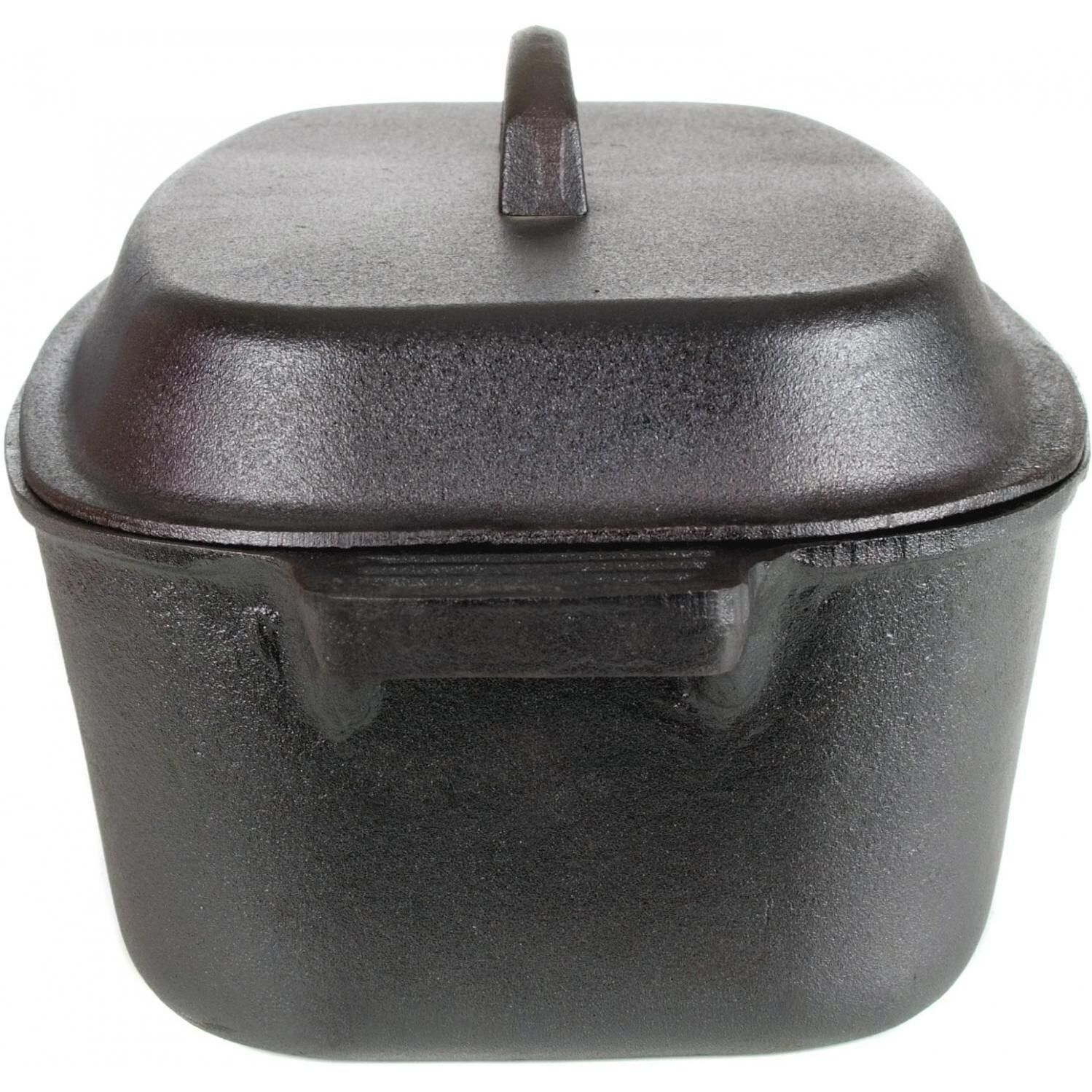 Cajun Cookware 15-Quart Oval Seasoned Cast Iron Casserole Pot With Dome Lid - Handle View thumbnail
