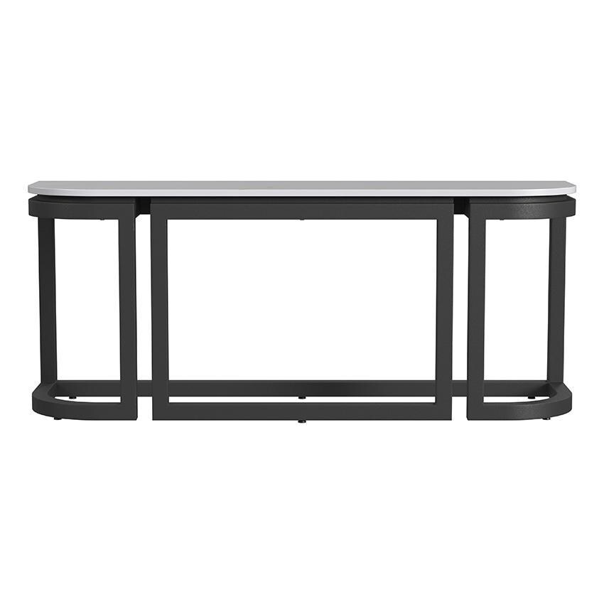 Malibu 67 Inch Black Aluminum Console Table by Sunset West - Front - White Background thumbnail