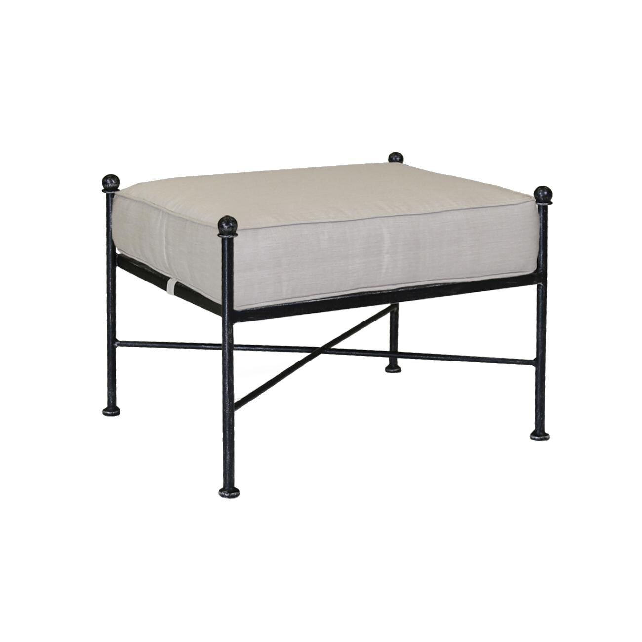 Provence Wrought Iron Patio Ottoman W/ Sunbrella Canvas Flax Cushion By Sunset West thumbnail