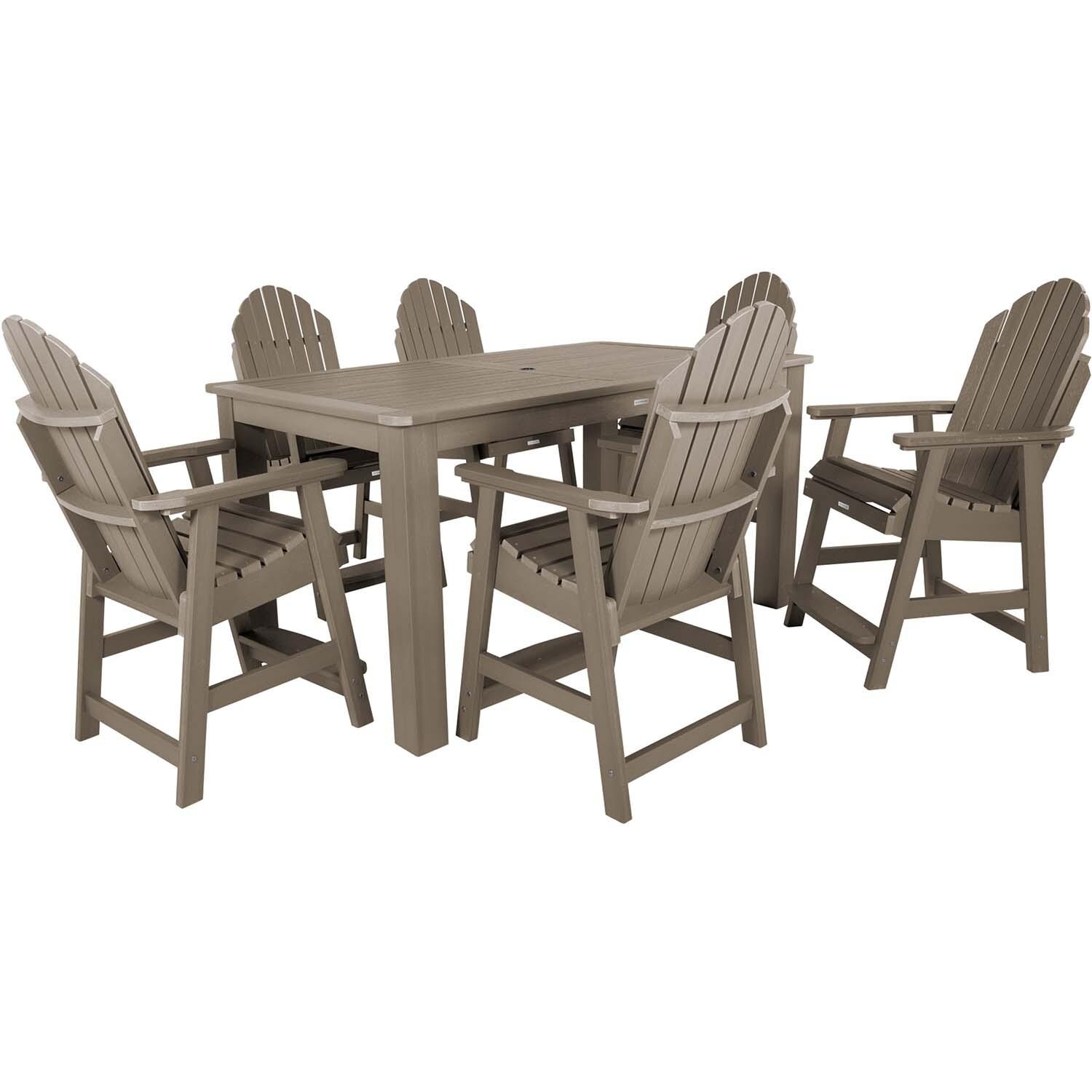 Dream Bay 7 Pc Rectangular Counter Height Dining Set in Woodland Brown By Lakeview Outdoor Designs - White Background thumbnail